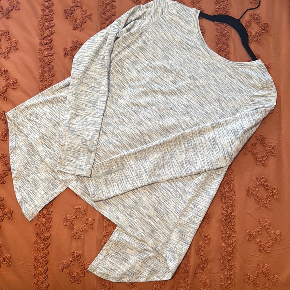 Gray Asymmetrical Long Sleeve Top
